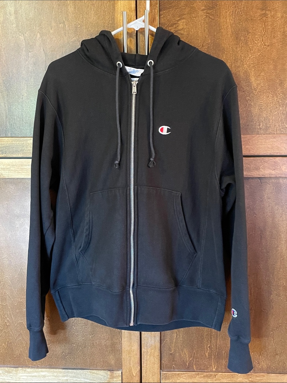 Champion Black Zip Hoodie with Small Logo